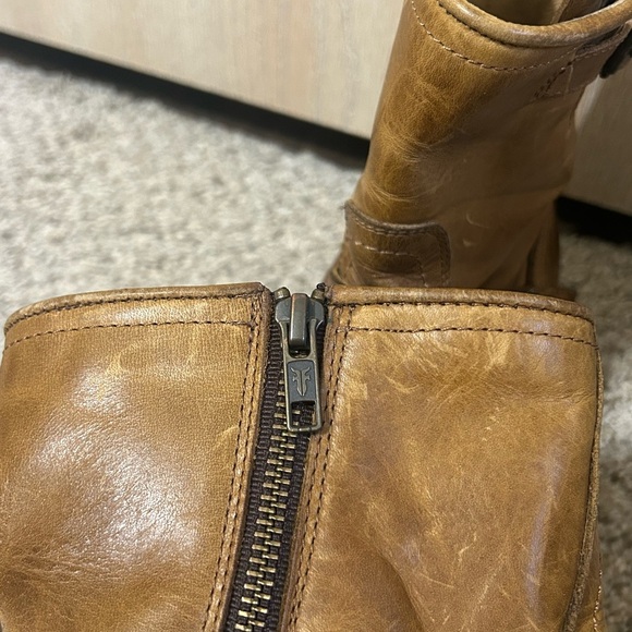 Frye Engineer Boots Leather Men\'s Size 8.5D Buckles Tan Moto Biker Preppy Boho main image 5